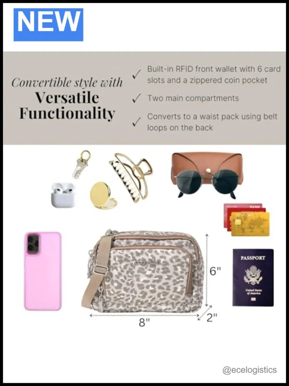 Convertible Crossbody Wallet RFID Protection Nylon